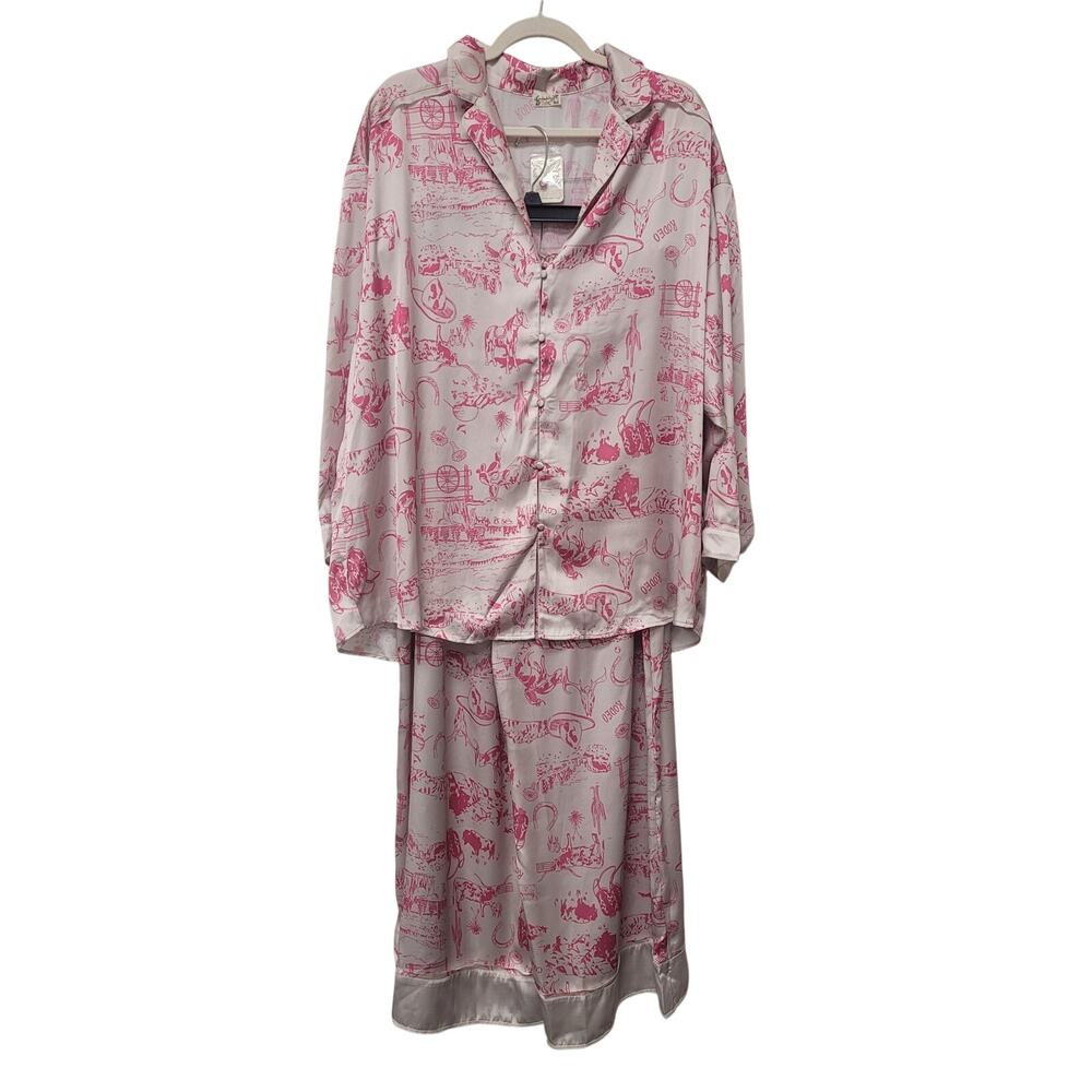 New Free People Dreamy Days Western Toile Pajama Set Women's Size Medium NWT